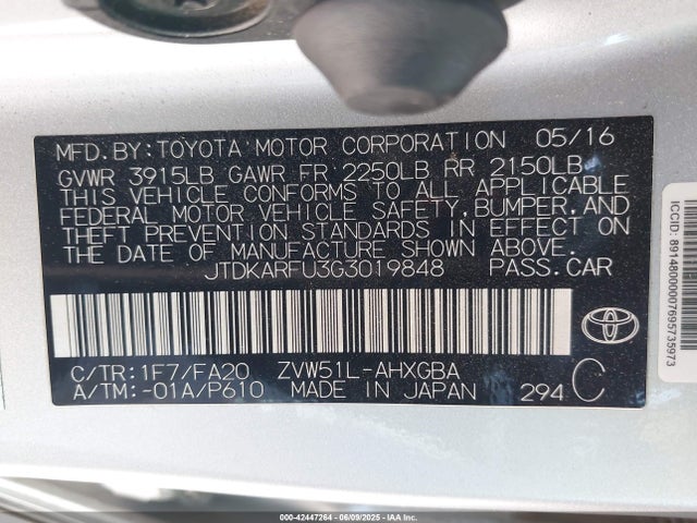 Toyota Prius Three 2016 JTDKARFU3G3019848 Image 9