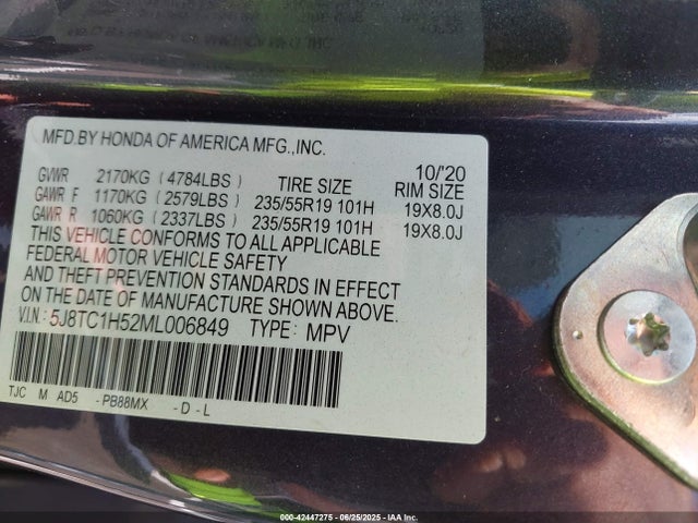 5J8TC1H52ML006849 Acura k20c4