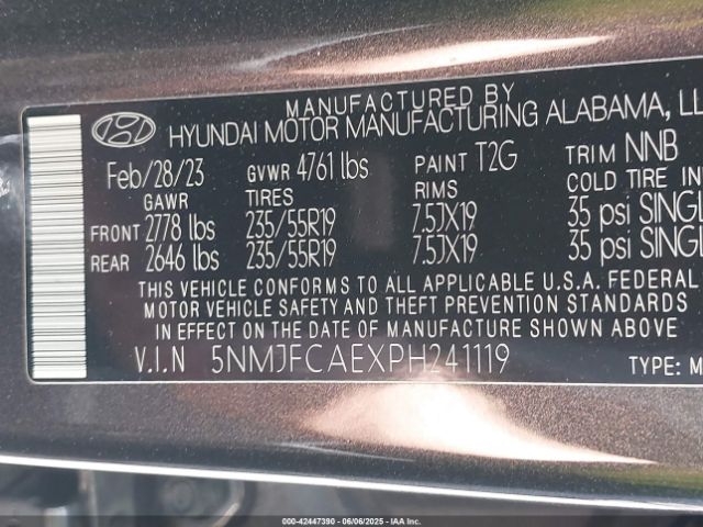 2023 HYUNDAI TUCSON 5NMJFCAEXPH241119 Photo 8