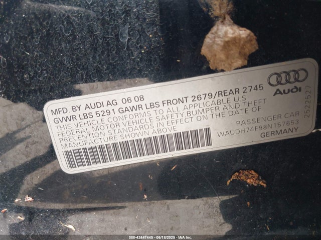 2008 AUDI A6 WAUDH74F98N157653 Photo 8
