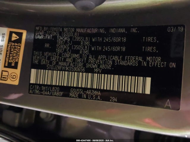 5TDJZRFH1KS590656 Toyota 2gr-fks