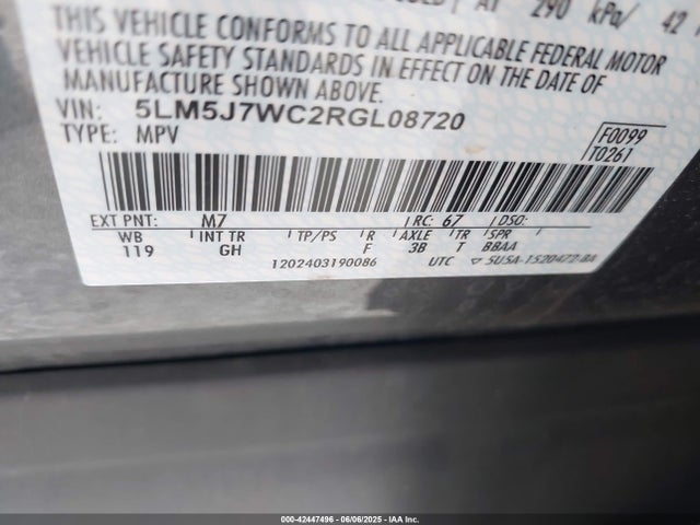 5LM5J7WC2RGL08720 Lincoln gtdi