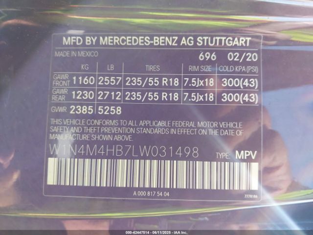 2020 MERCEDES-BENZ GLB 250 W1N4M4HB7LW031498 Photo 8