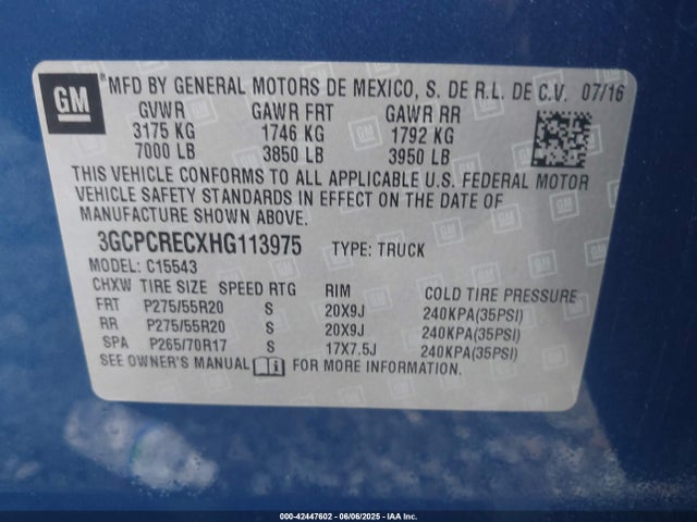 3GCPCRECXHG113975 Chevrolet l83 - sidi: spark ignited direct injection, vvt: variable valve timing, afm, e85 max, alum