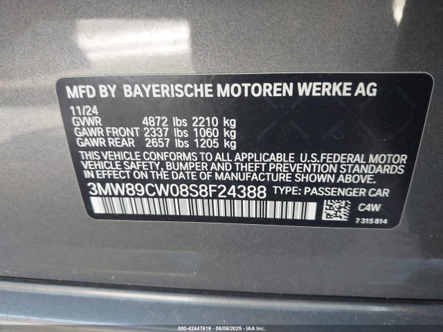 BMW 2025 2025 3MW89CW08S8F24388 Image 9