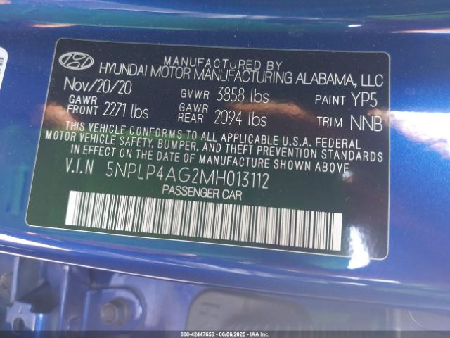 2021 HYUNDAI ELANTRA 5NPLP4AG2MH013112 Photo 8
