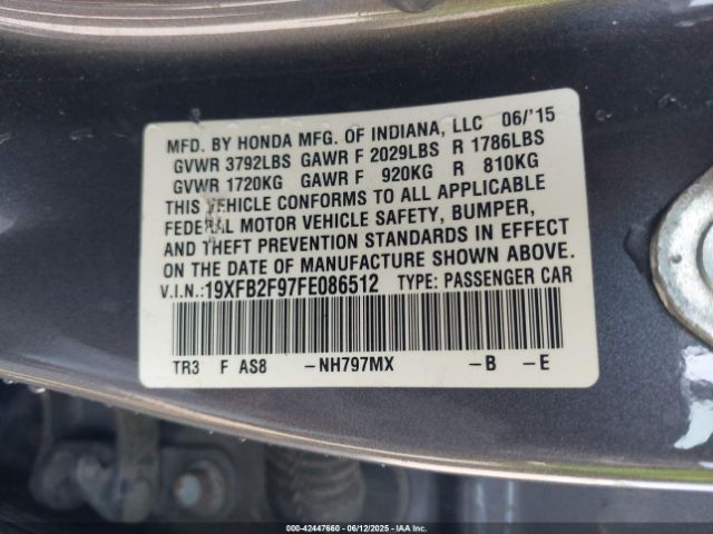 19XFB2F97FE086512 Honda r18z1