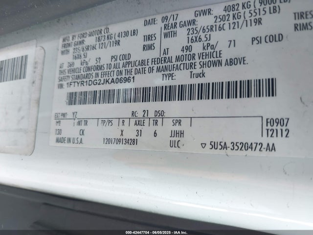 1FTYR1DG2JKA06961 Ford 2018