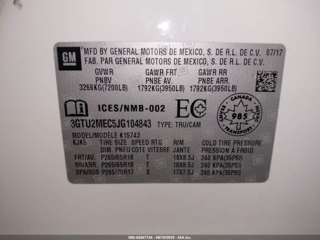 2018 GMC SIERRA 1500 3GTU2MEC5JG104843 Photo 8