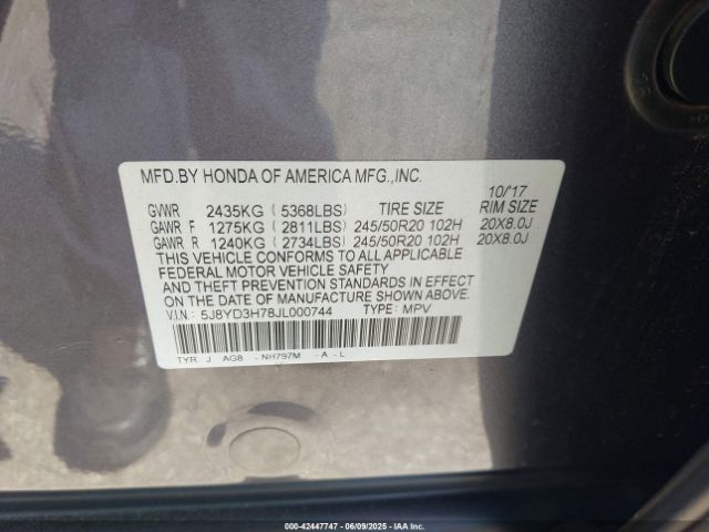 2018 ACURA MDX 5J8YD3H78JL000744 Photo 8