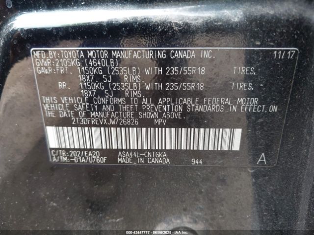 2018 TOYOTA RAV4 2T3DFREVXJW726826 Photo 8
