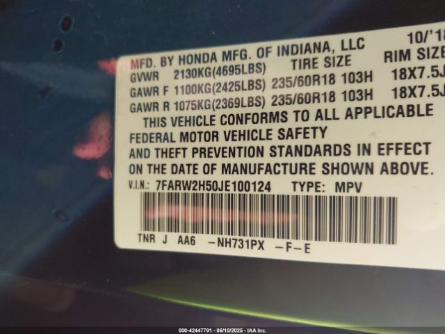 2018 HONDA CR-V 7FARW2H50JE100124 Photo 8