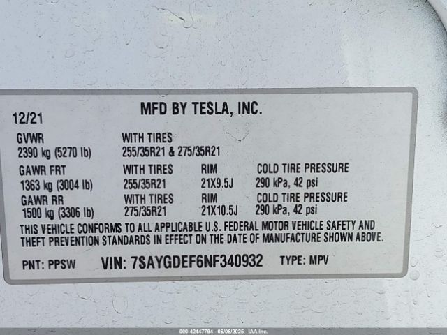 2022 TESLA MODEL Y 7SAYGDEF6NF340932 Photo 8