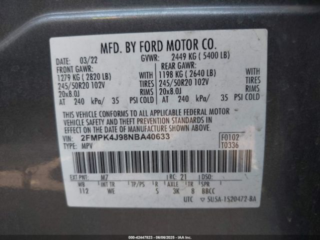 2022 FORD EDGE 2FMPK4J98NBA40633 Photo 8