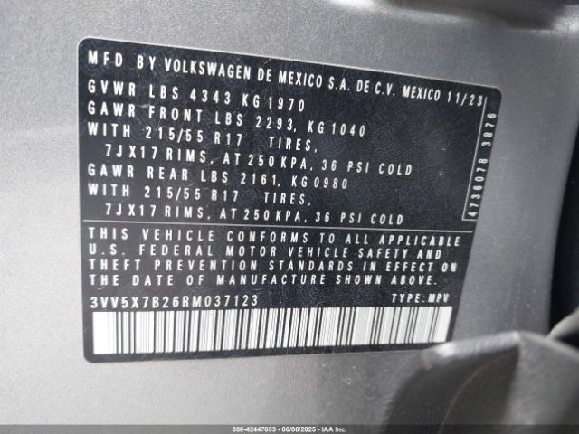 3VV5X7B26RM037123 Volkswagen Taos 1.5t S