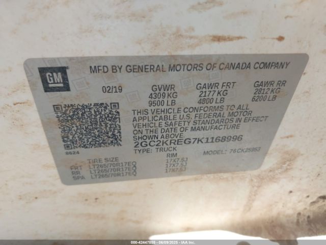 2GC2KREG7K1168996 Chevrolet l96 - e85 max, iron