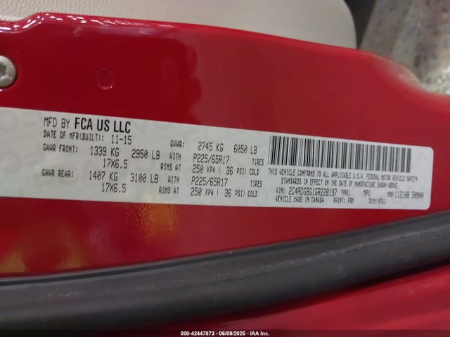 Dodge 2016 2016 2C4RDGBG1GR228197 Image 9