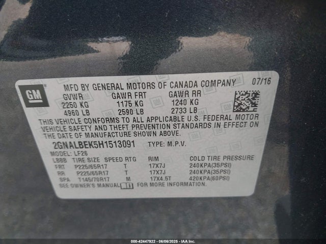 2GNALBEK5H1513091 Chevrolet EQUINOX LS
