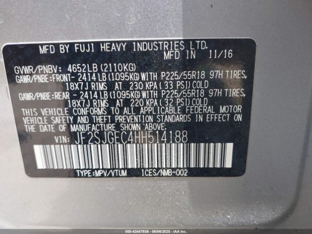 JF2SJGEC4HH514188 Subaru u4