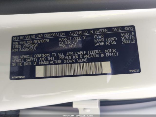 2024 VOLVO XC60 YV4L12RL9R1818978 Photo 8