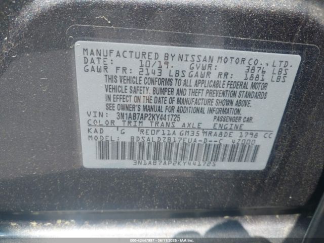 2019 NISSAN SENTRA 3N1AB7AP2KY441725 Photo 8