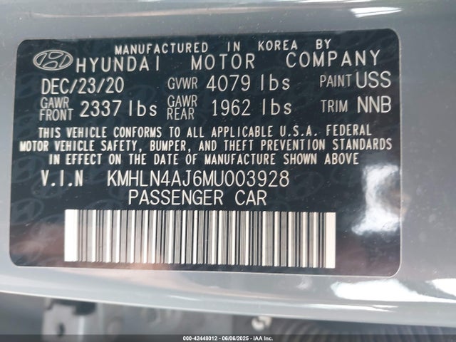 KMHLN4AJ6MU003928 Hyundai gdi kappa