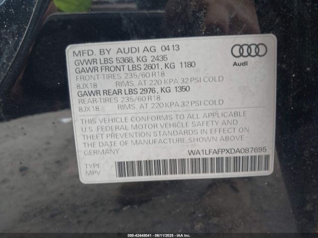 2013 AUDI Q5 WA1LFAFPXDA087695 Photo 8