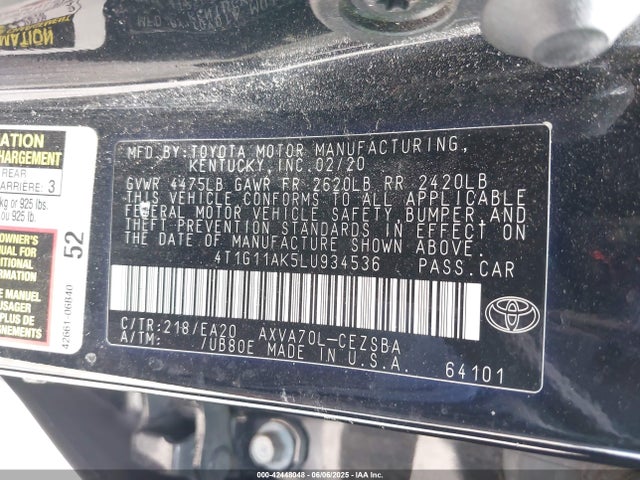 4T1G11AK5LU934536 Toyota a25a-fks