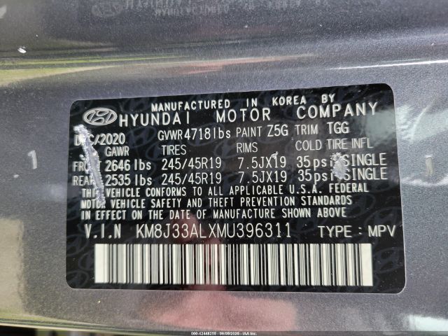 KM8J33ALXMU396311 Hyundai Tucson Sport