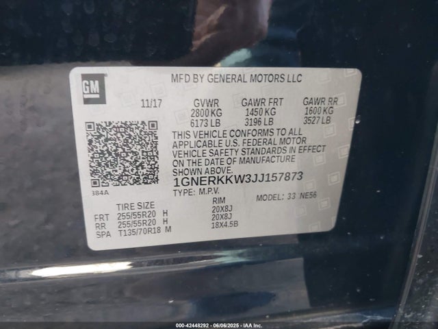 1GNERKKW3JJ157873 Chevrolet lfy - spark ignited direct injection, atss, gen 1