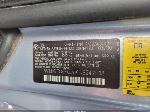 2011 BMW 335I WBADX7C5XBE242018 Photo 8