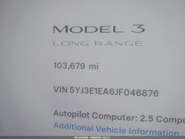 2018 TESLA MODEL 3 5YJ3E1EA6JF046876 Photo 6