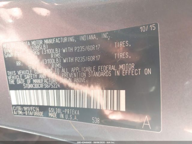 2015 TOYOTA SIENNA 5TDKK3DCXFS675224 Photo 8