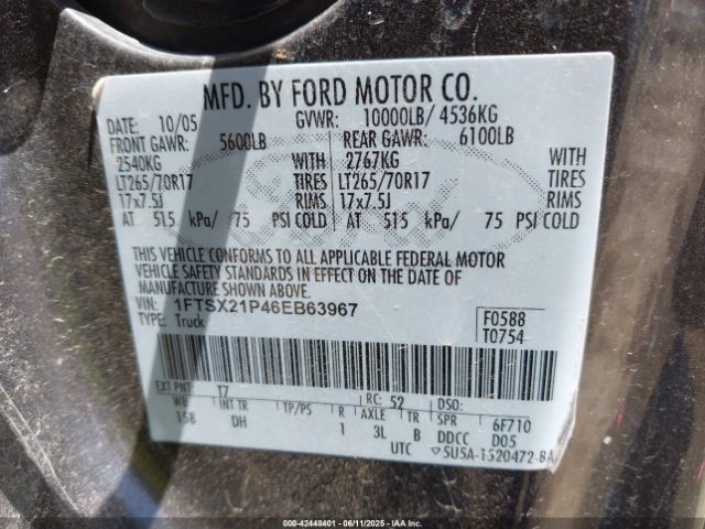 2006 FORD F-250 1FTSX21P46EB63967 Photo 8