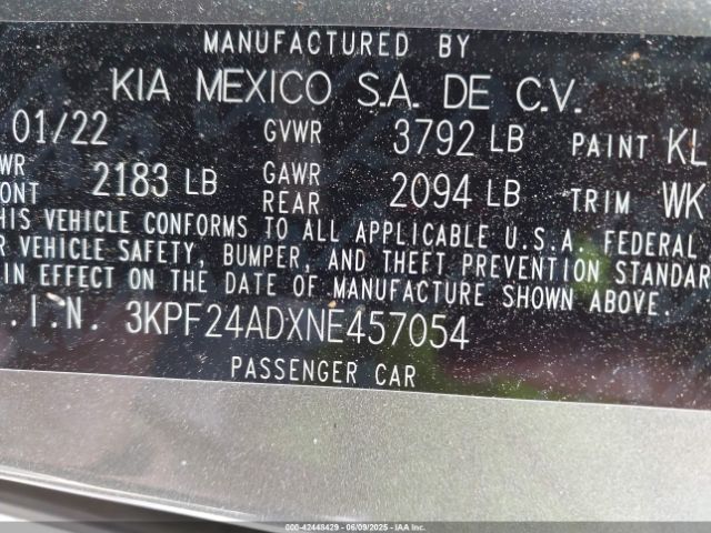 2022 KIA FORTE 3KPF24ADXNE457054 Photo 8
