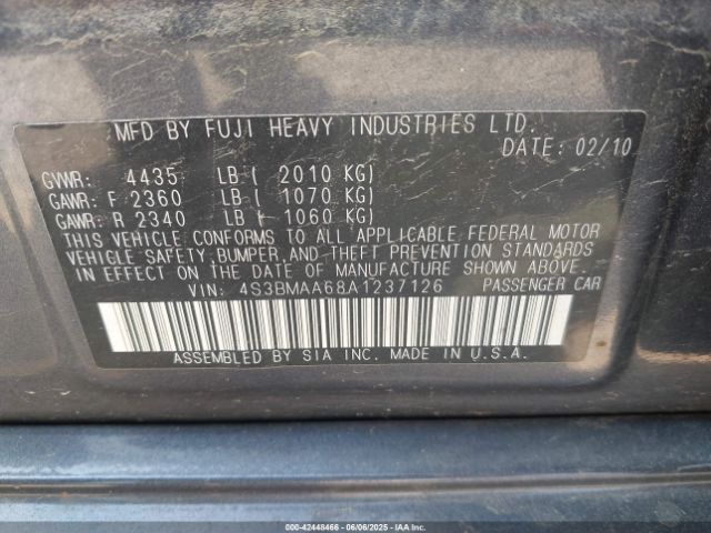 2010 SUBARU LEGACY 4S3BMAA68A1237126 Photo 8