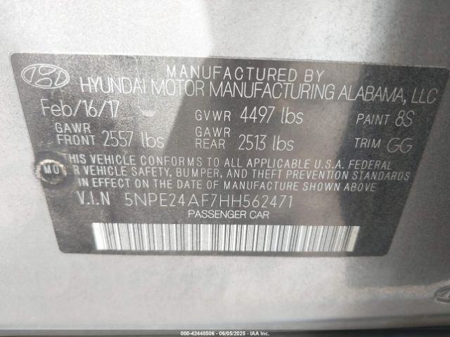 5NPE24AF7HH562471 Hyundai Sonata