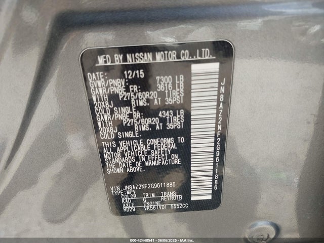 JN8AZ2NF2G9611886 Infiniti QX80