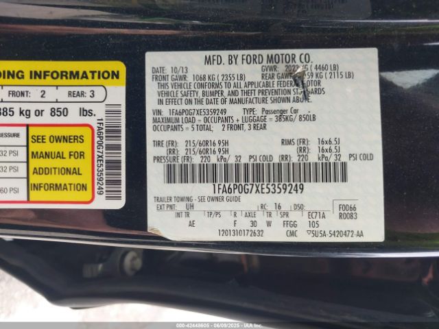 1FA6P0G7XE5359249 Ford FUSION S