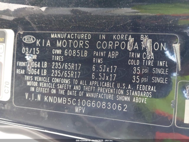 KNDMB5C10G6083062 KIA dohc gdi lambda ii