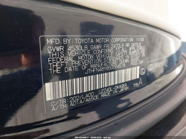 2005 LEXUS SC 430 JTHFN48Y850064578 Photo 8