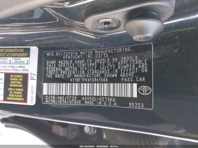 4T1BF1FK4FU941566 Toyota CAMRY SE
