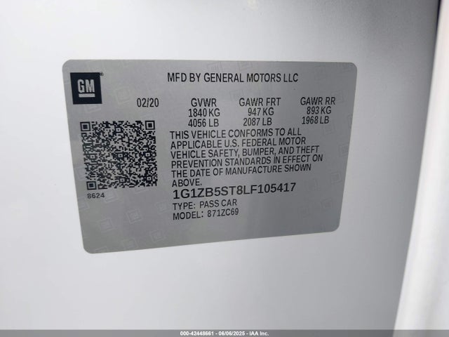1G1ZB5ST8LF105417 Chevrolet lfv - direct injection, variable valve timing, gen 1