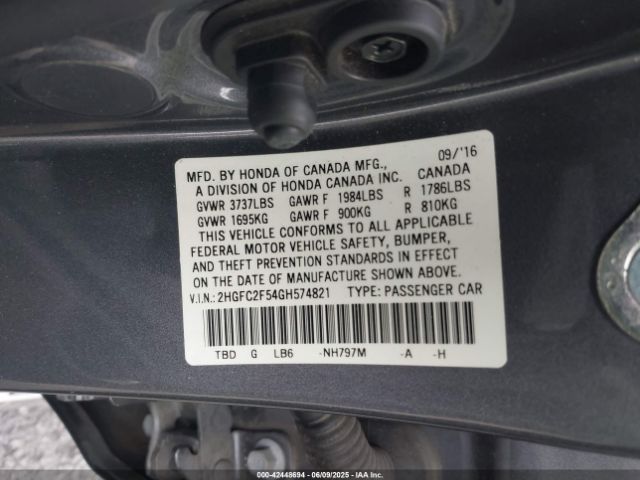 2016 HONDA CIVIC 2HGFC2F54GH574821 Photo 8
