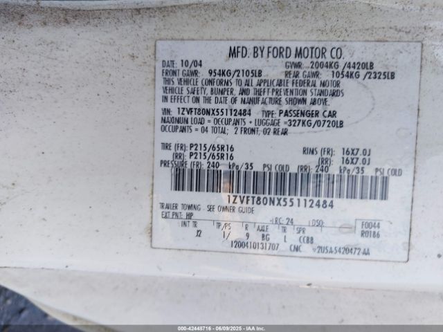 2005 FORD MUSTANG 1ZVFT80NX55112484 Photo 8