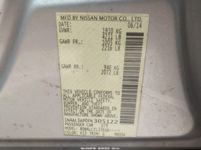 1N4AL3AP0FN305122 Nissan 2015