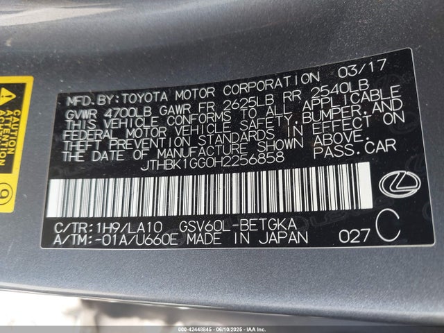 JTHBK1GG0H2256858 Lexus ES 350