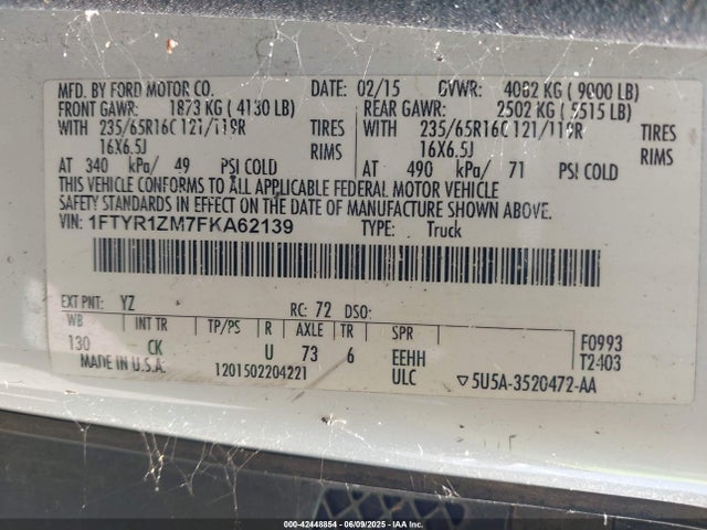 1FTYR1ZM7FKA62139 Ford 2015