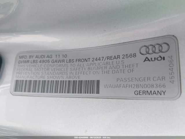 2011 AUDI A5 WAUAFAFH2BN008366 Photo 8