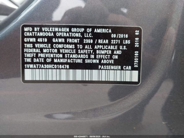 1VWAT7A30HC016476 Volkswagen 1.8 tsi